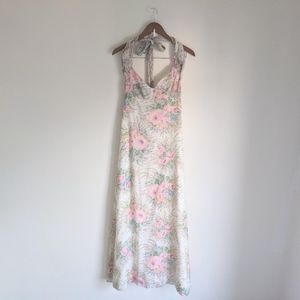 Vintage 70s Lanz Floral Maxi Halter Dress